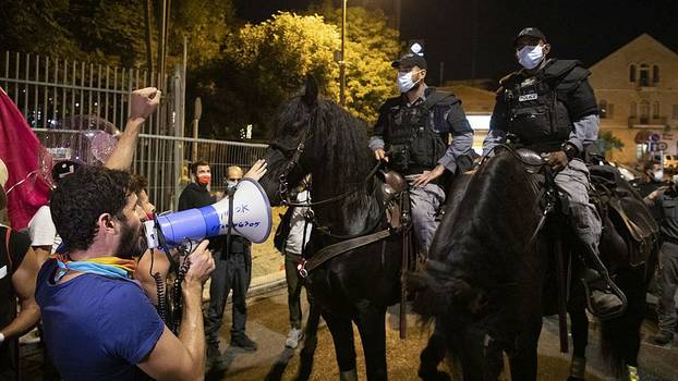 Proteste in Tel Aviv während des zweiten Lockdowns, Oktober 2020